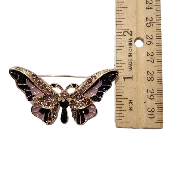 Butterfly Enamel & Rhinestone Brooch - Picture 8 of 8